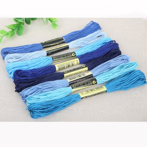 8Pcs Mix Colors 8 Meters Cross Stitch Cotton Sewing Skeins Craft Embroidery Thread Floss Kit DIY Sewing Tools 8: Blue