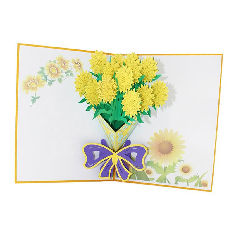 3D Pop Up Kaart Met Envelop Chrysant Kaart Sticker Papier Uitnodiging Postcard