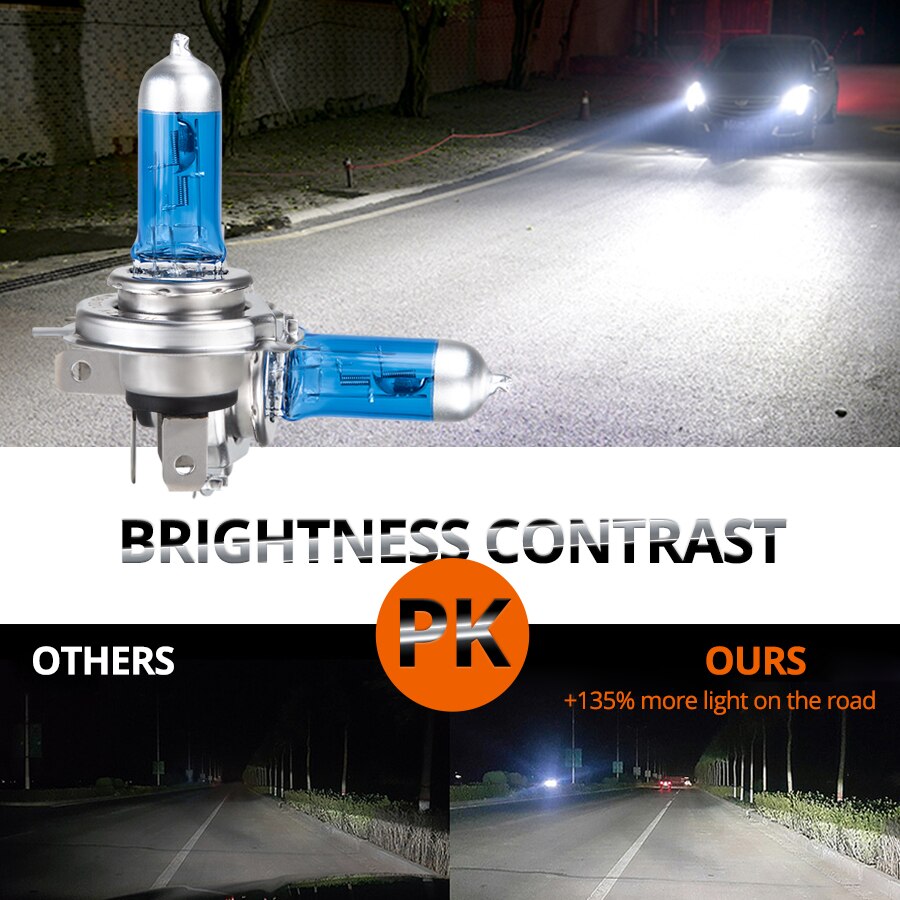 Bombillas halógenas H4 H7 para coche, faro delantero de 100W 55W 12V, Super brillante luz del coche, 1 Uds.