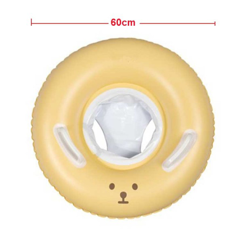 Inflatable Baby Swimming Ring Cute Bear Float Seat Circle Double Handle Swim Pool for Infant Toddlers Bath Water Fun Toys: Yellow