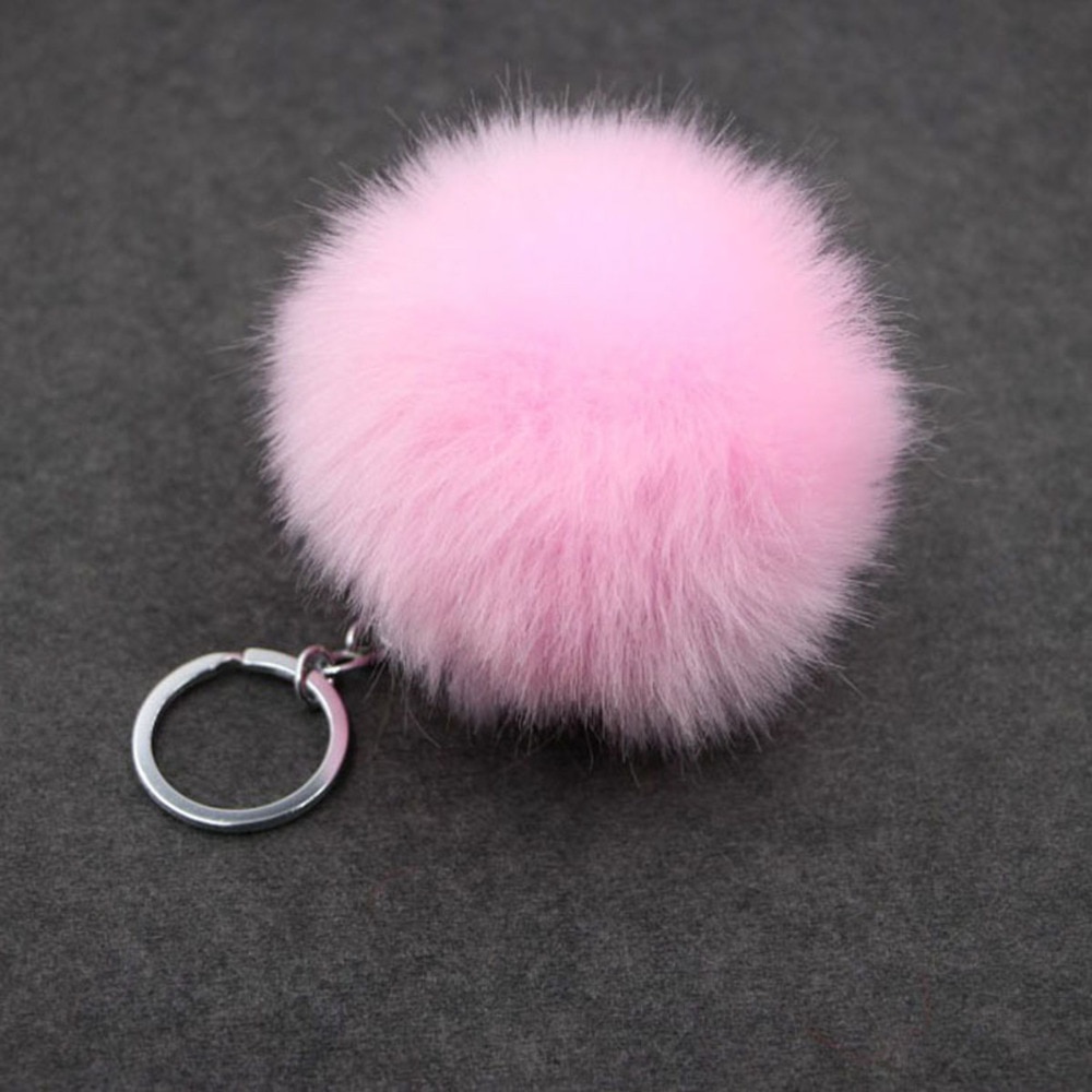 de Navidad Artificial Bola de pelo de conejo de peluche de felpa Fuzzy Llavero de pelo llavero con pompón coche bolsa llavero colgante de llavero de la joyería