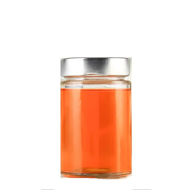Honey glass bottle sealed jar high straight straight extra high lid round bottle kitchen storage jar jam pickle bottle