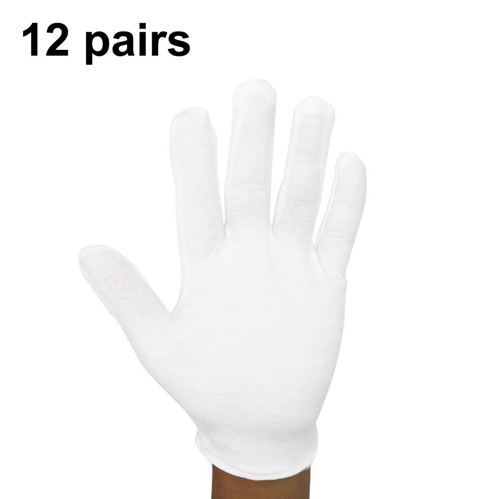 Katoenen Werkhandschoenen Medium Dikte Arbeidsbescherming Handschoenen Dunne Katoenen Handschoenen Voor Sieraden En Kleding 12 Pairs