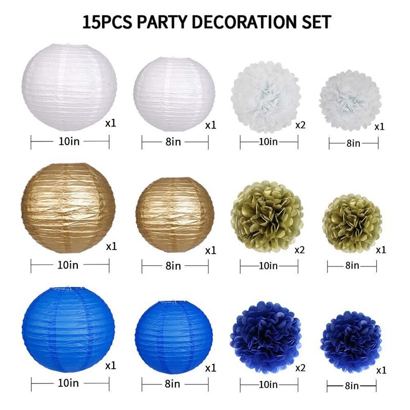 DIY Baby Shower Festival Party Supplies Wedding Birthday Tissue Paper Pom-poms Flower Ball Lanterns Set Decoration