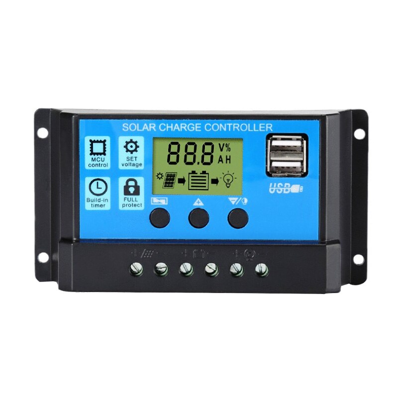 Controlador De Carga Solar PWM 30A/50A/60A - 12V/24V Auto, Pantalla LCD, Protecciones Múltiples