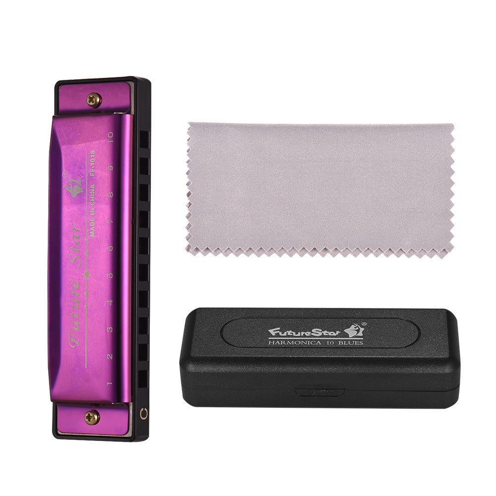 Key of C Diatonic Harmonica Mouthorgan with ABS Reeds Mirror Surface 10 Holes Blues Harmonica Perfect