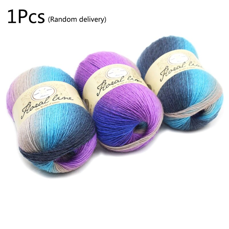 Soft Worsted Yarn Rainbow Gradient Colors DIY Baby Knitting Wool Shawl Scarf Crochet Thread Supplies
