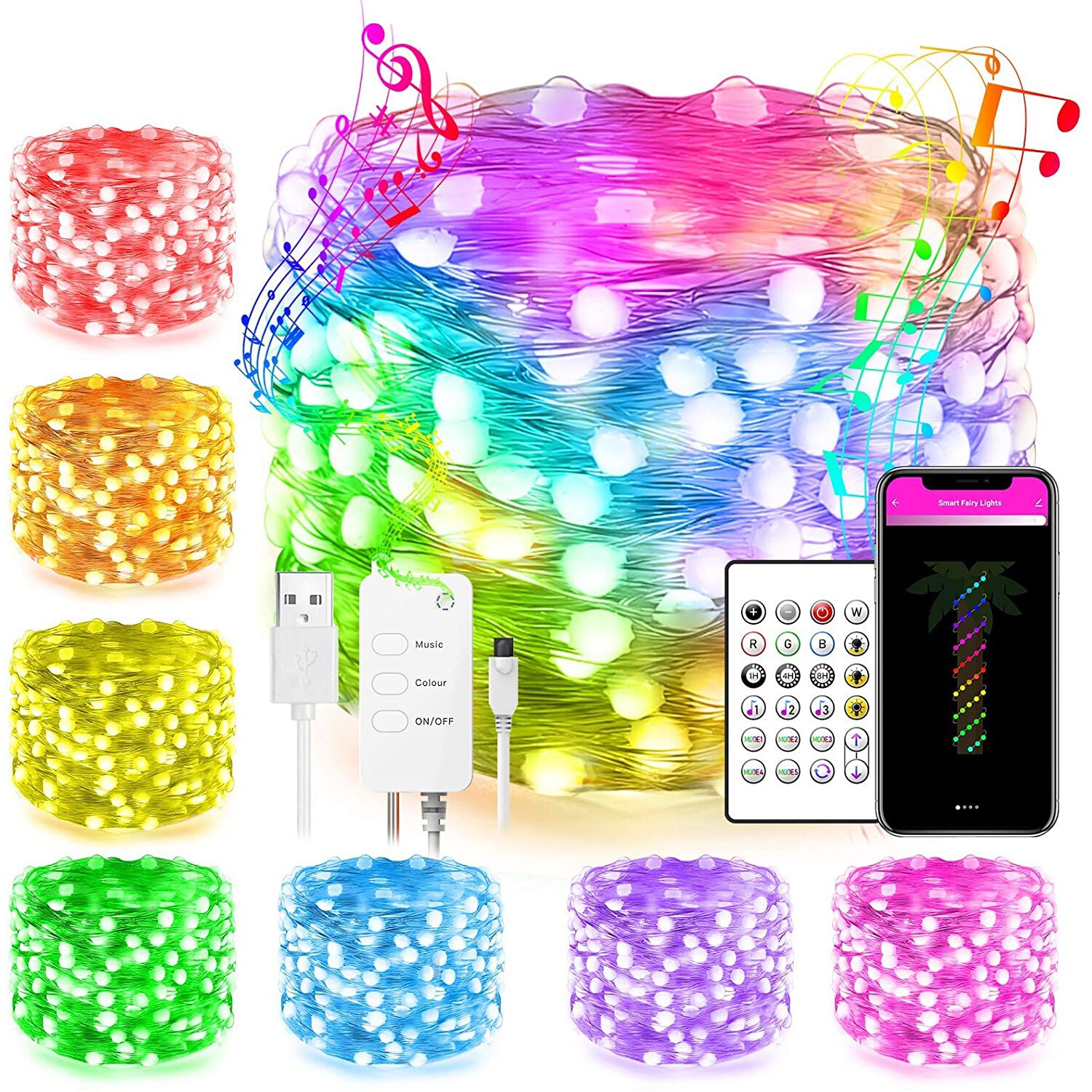 LED Fairy Light Christmas Decoration String Lights APP Intelligent Control Garland 5M/10M Year Home Decor Light: 20m 132leds / 1pcs