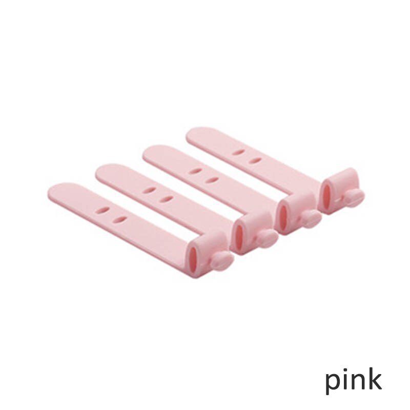 Enrollador de bobina de silicona portátil, organizador de cables, Correa multifunción, correa de tirantes para oficina, cinta de almacenamiento para auriculares, 4 Uds.: Rosa