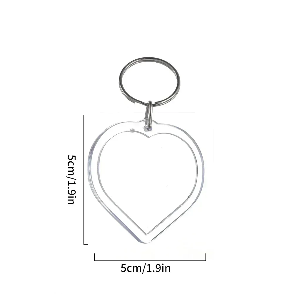 5/100 stuks transparante rechthoekige blanco acryl inzetstukken voor sleutelhangers, fotolijstjes, sleutelringen, doe-het-zelf sleutelhangers met splitring: Rood / Roze