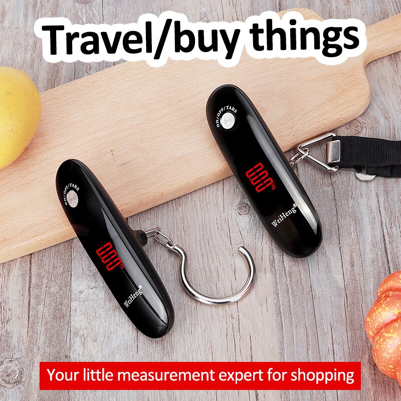 50kg/110lbs LCD kitchen Scale Pocket Hand-Held Luggage Scale Travel Digital Electronic Weight Scale Hanging Steelyard Hook Scale