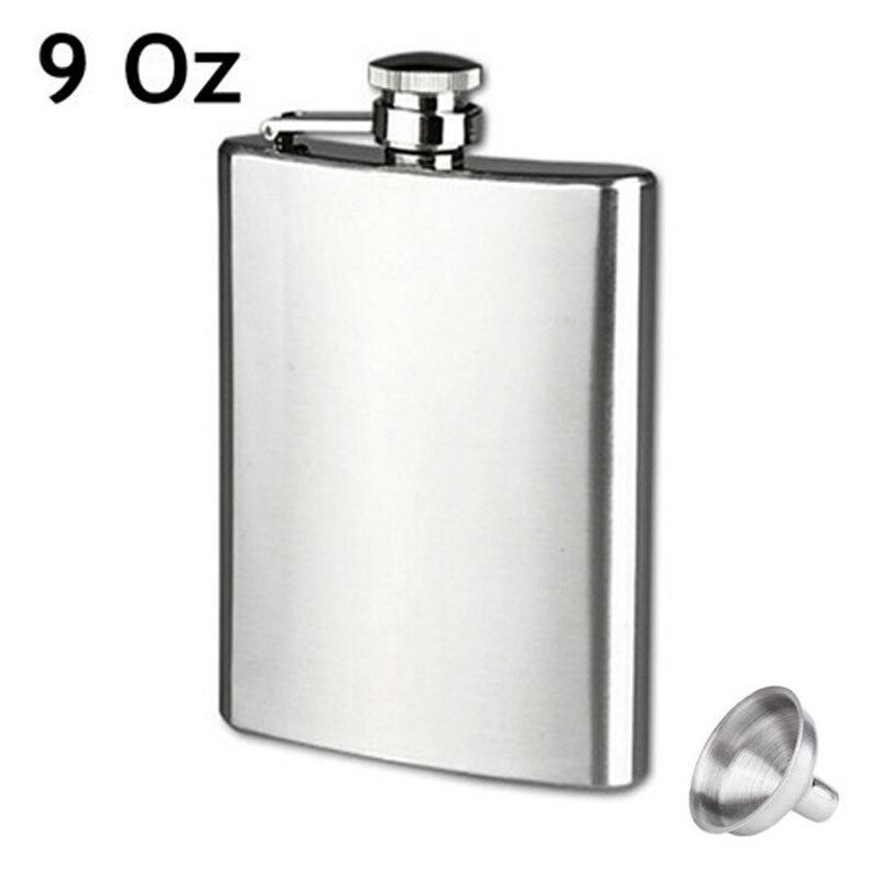 Petaca personalizada de acero inoxidable con embudo para licor Whisky vino 4 5 5 5 6 6 7 8 9 10 18 OZ al aire libre frascos de bolsillo portátil botella de Alcohol: 9 OZ