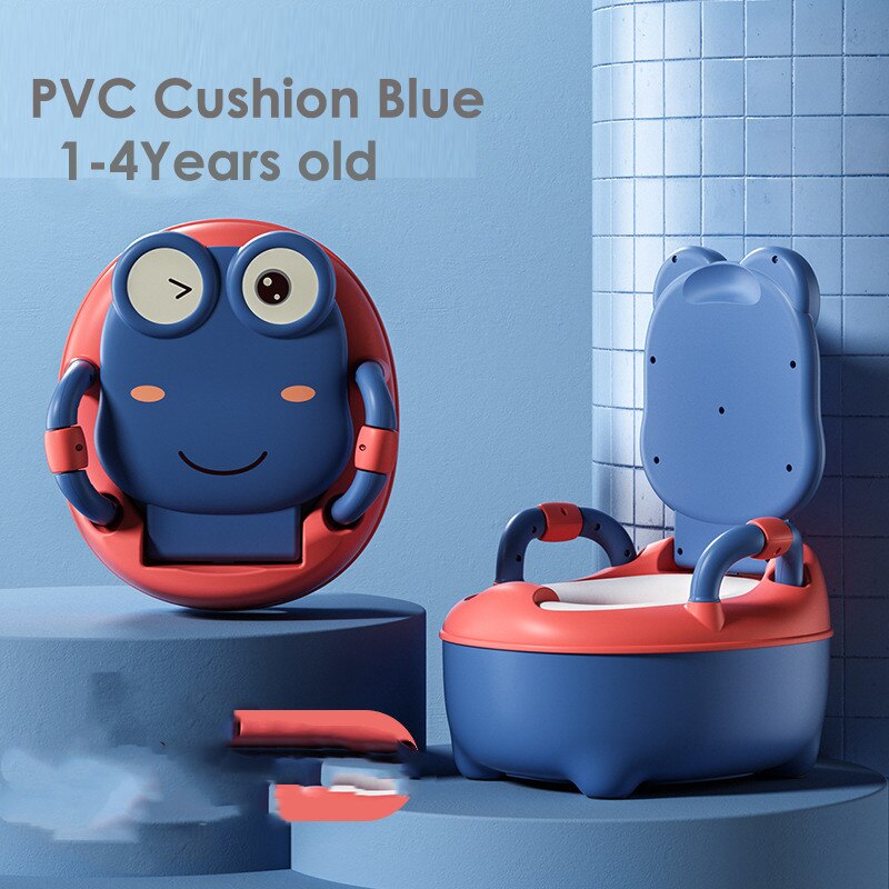 Children's Potties Portable Potty Training Urinal Toilet Seat Girls Boy Potty Kids Toilet Seat Toddler Pot Children Potty Bedpan: Blue PVC Cushion