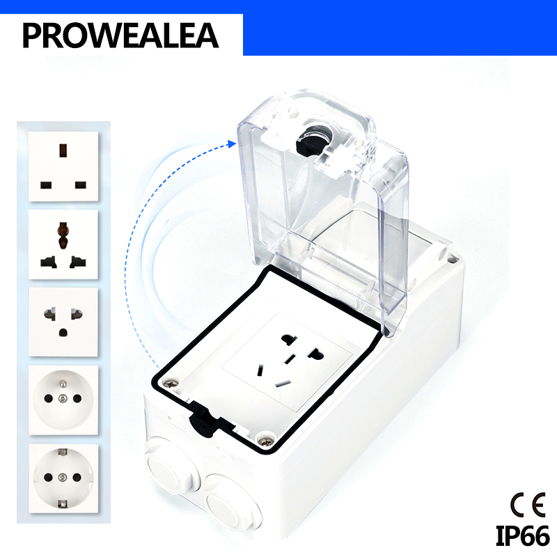 Weatherproof Socket IP66 Waterproof Switch Socket weatherproof switch Outdoor Wall Power Socket Electrical Outlet Grounded