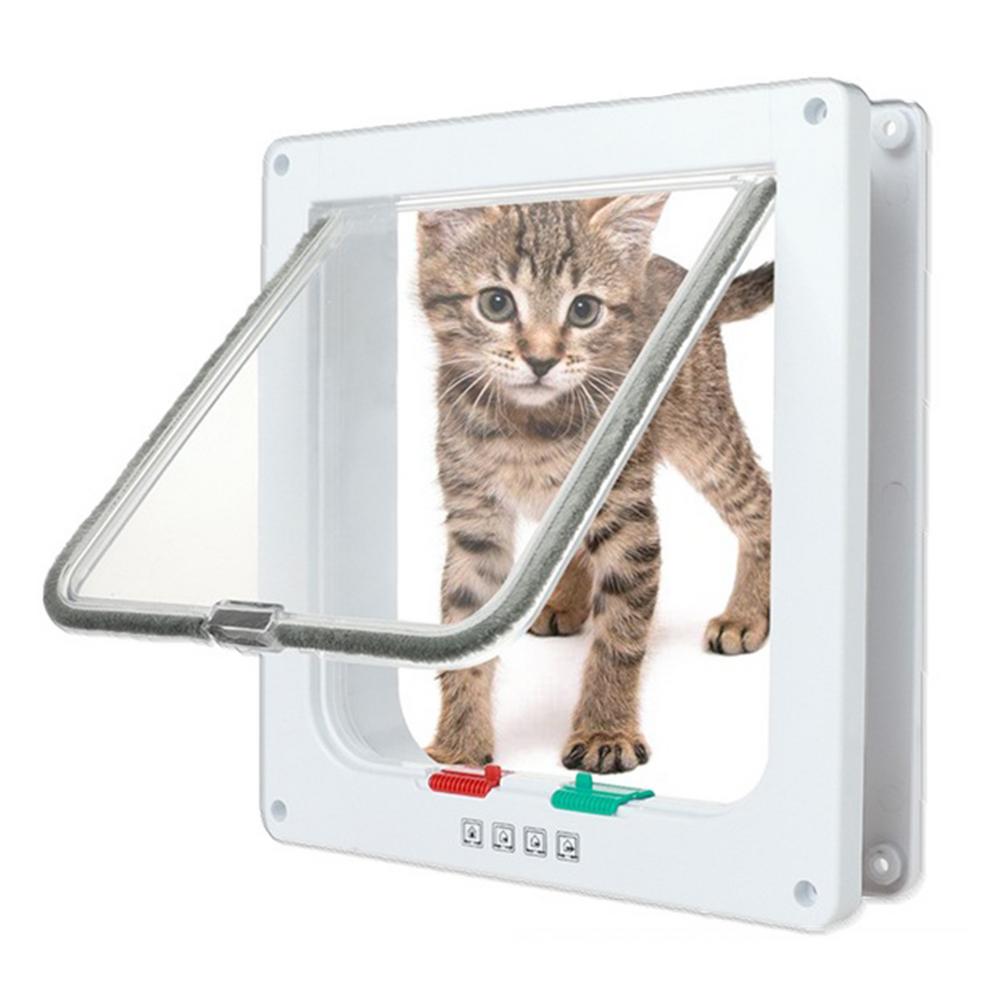 Dog Cat Flap Door Sliding Controllable Lockable Flap Door For Dog Cats Kitten ABS Plastic Small Pet Gate Door Kit Flap Doors