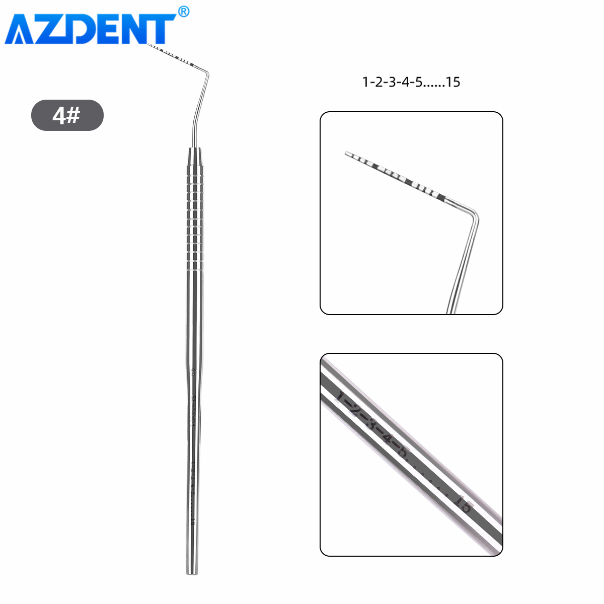 AZDENT Tandheelkundige Parodontale Sonde Schaal Sonde Rvs Instrument Endodontische Sonde 1/2/3/4/5/6/7/8 # Desinfectiehulpmiddelen: green