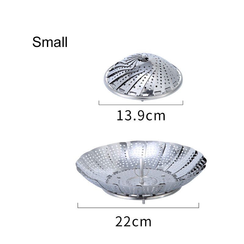 Vaporera plegable de acero inoxidable para verduras, cocina, cesta de frutas y alimentos, rejilla de vapor, utensilios de cocina y utensilios para cocinar a vapor: 22cm