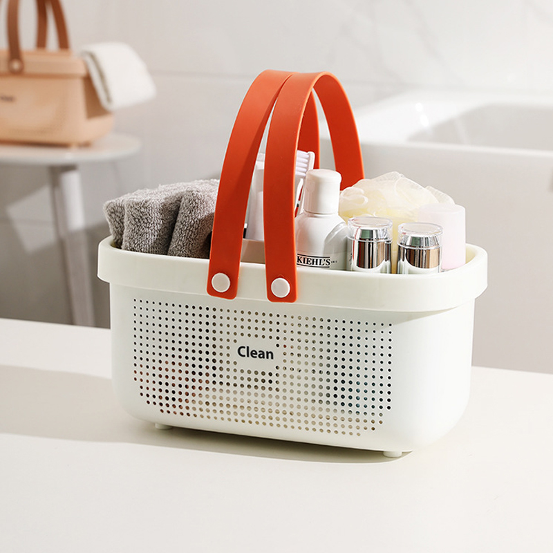 Bath Drain Basket Portable Storage Basket Bath Basket Rattan Plastic Bathroom Storage Box Snack Cosmetic Wash Storage Box