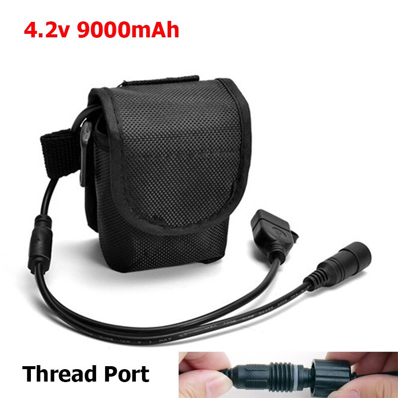 18650 Battery Pack 4.2V 9000mAh 6*18650 Bike Light Battery With Battery Bag Rechargeable Batteries For Bicycle Flashlight BC0525: 4.2V Thread Port