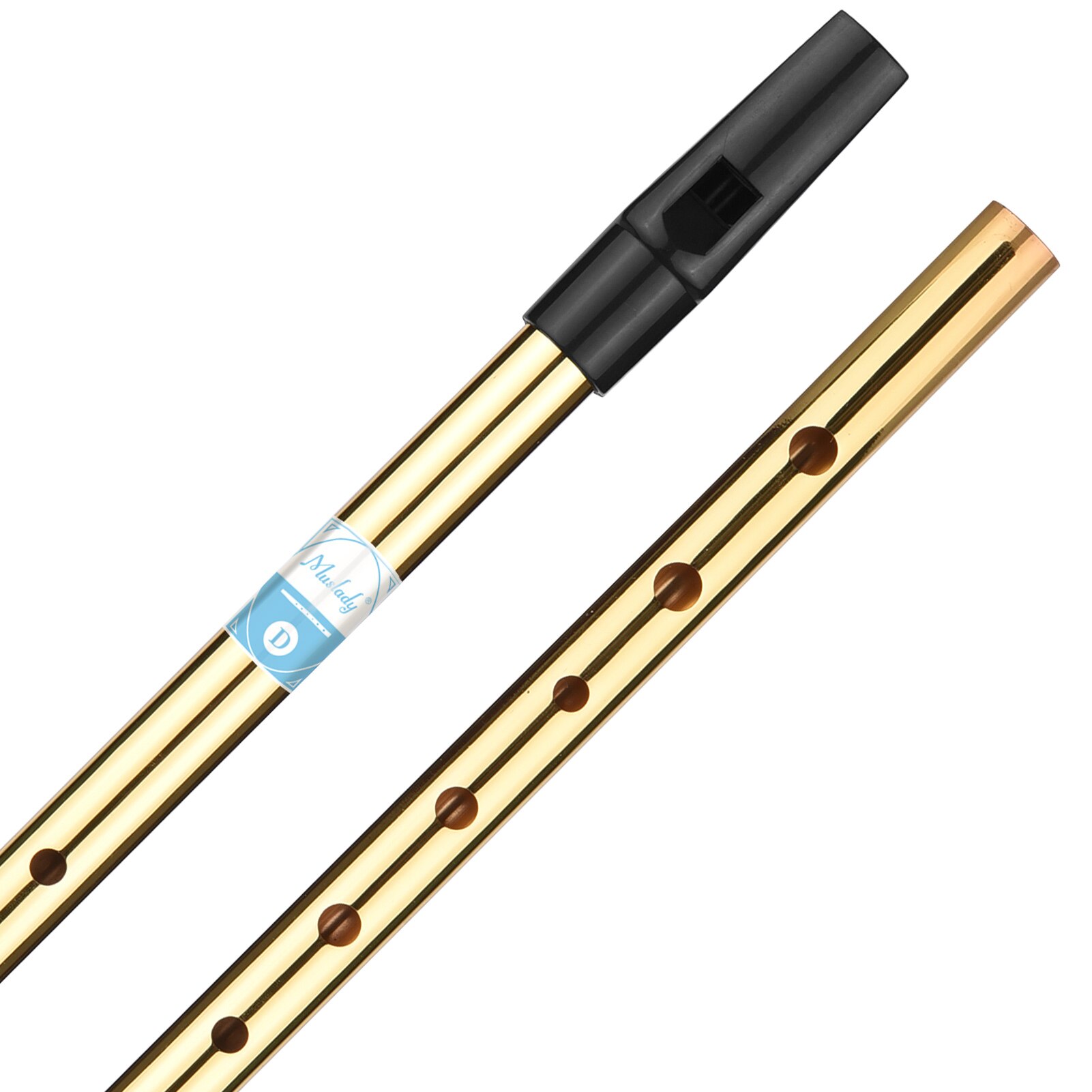 Muslady Irish Whistle Flute Key of D 6 Holes Flute Wind Musical Instruments for Beginners Intermediates Experts: Gold  Key of D