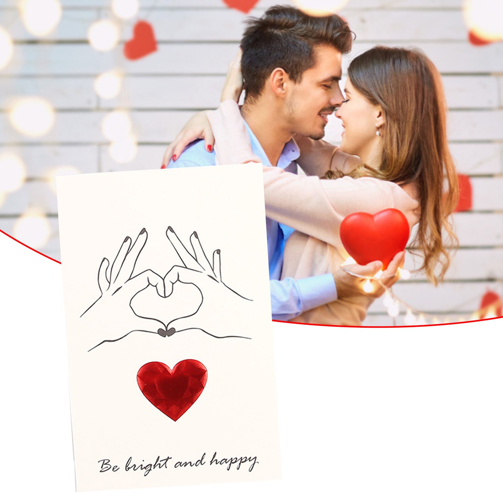 Valentine's Day Love Postcard Commemorative Card Bronzing Diy Heartbeat Engagement Invitation Card With Envelope