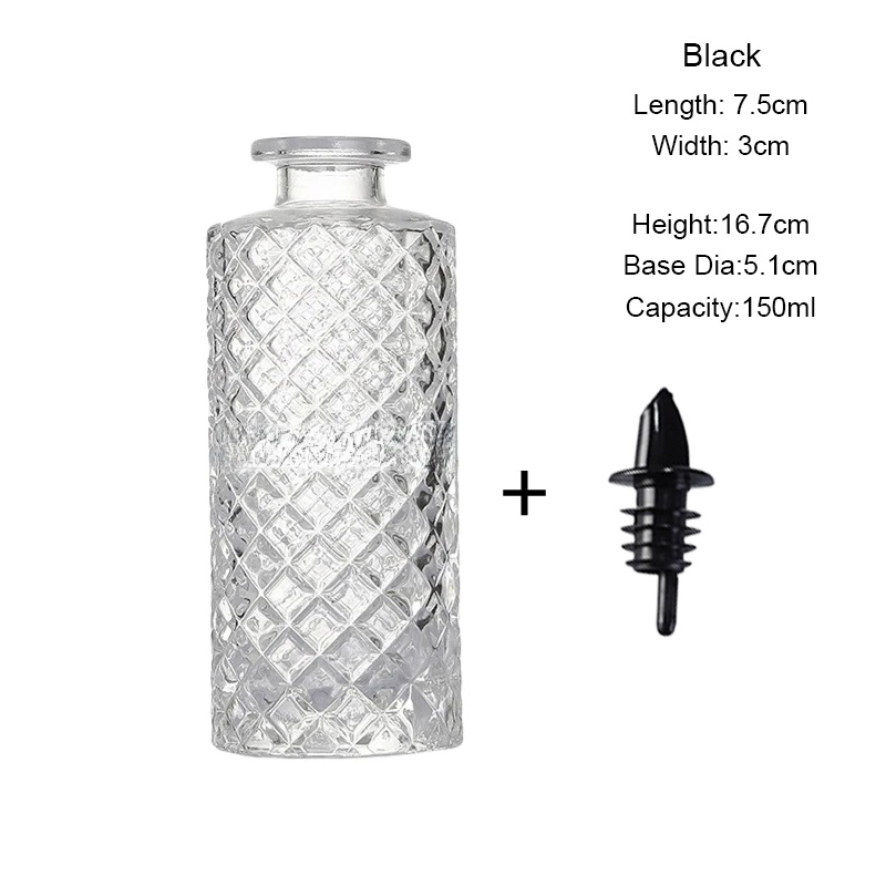 Botella pequeña de vidrio en relieve con tapa, botella de salsa, botellas amargas, edulcorante, botellas cuentagotas, botella de condimentos, accesorios de cocina: Rosa