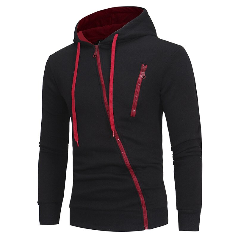 Manteau d'extérieur à capuche avec fermeture, veste de sport en plein air pour homme pull, pardessus mince à fermeture éclair oblique, vêtement d'extérieur ample, vêtements chauds