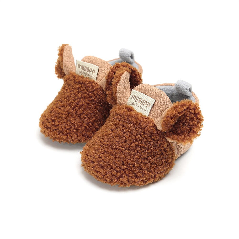 Peuter Baby Meisjes Jongens Snowboots Baby Schoenen Mooie Animal Oren Bont Patchwork Laarzen Herfst Winter Warme Zachte Zool Schoenen: Bruin / 7-12 Months