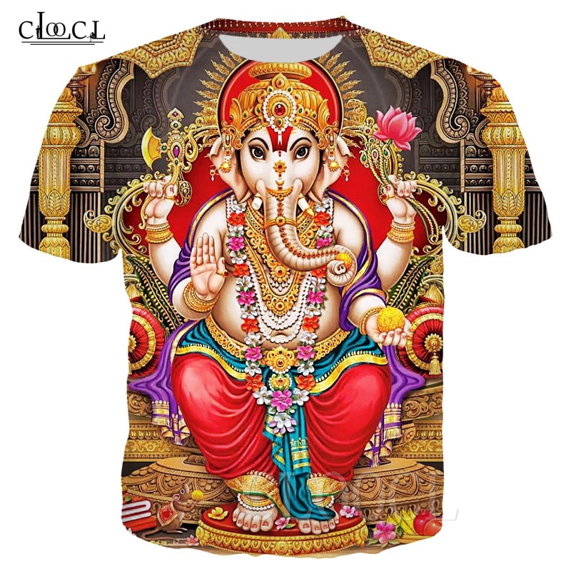 Hindu ganesha sommer t-shirts 3d trykt gud af visdom ganesha tshirt mænd kvinder kortærmet hip hop harajuku sweatshirt t-shirt: T-shirt 2 / Xxl