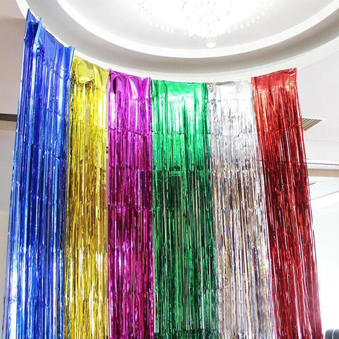 Rideau de pluie à franges de 2M | À paillettes argentées et dorées, rideau de pluie pour décoration d'anniversaire pour anniversaire de filles et adultes