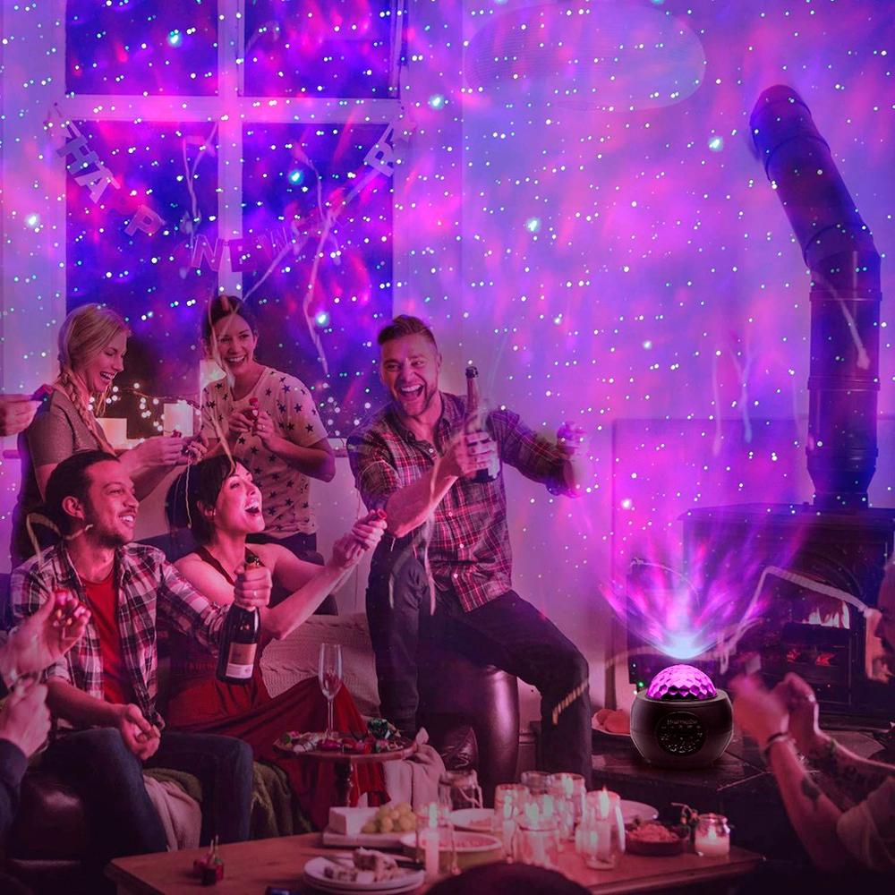 Galaxy Starry Night Lamp LED Star Projector Night Light Ocean Wave Projector with Music Bluetooth Remote Control Kids