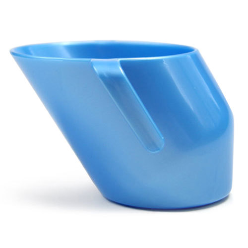 Taza de alimentación de bebé para entrenamiento, taza de agua con mango oblicuo, taza biselada de seguridad, tazas a prueba de fugas para niños, tazas de bebidas para niños de 200ml: Azul