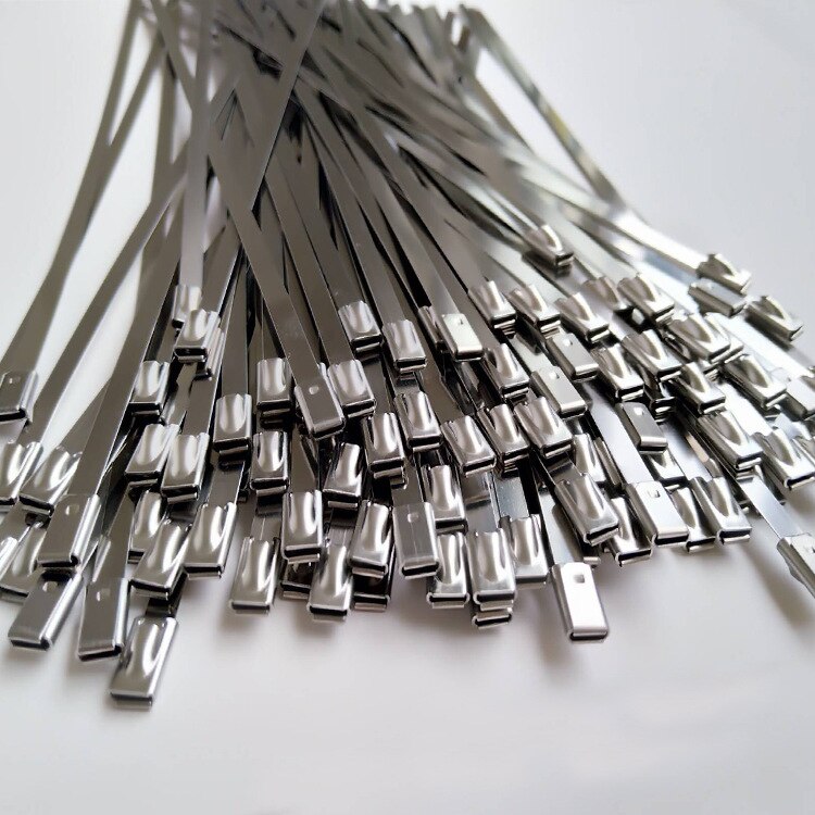 100PCS STAINLESS STEEL METAL CABLE TIES ZIP WRAP EXHAUST HEAT STRAPS INDUCTION PIPE