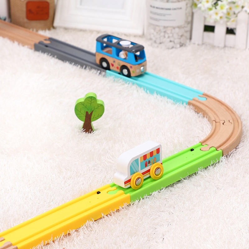 4 Kleur Lange Rechte Elektrische Geluid Trein Spoor Touch Mechanisme Knop Compatibel Met Houten Trein Spoor Thom Als Biro slot