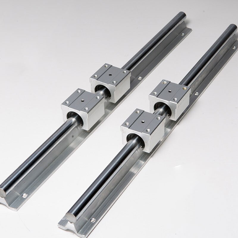 12mm Linear Rail SBR12 400mm 2pcs Round Linear Guide + 4pcs SBR12UU Linear Slide Shaft Aluminum Care CNC Woodworking Sliders