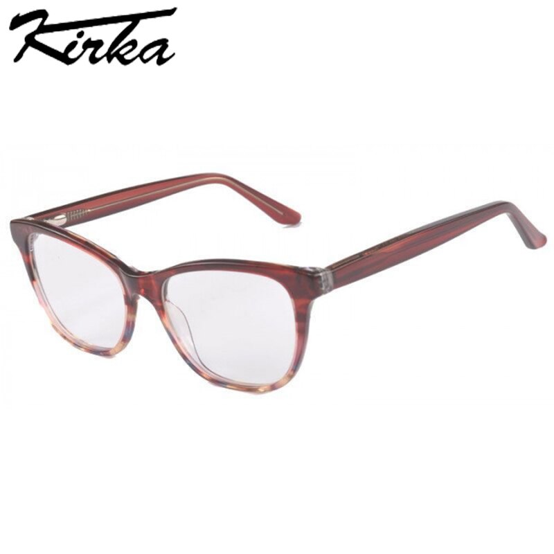 Kirka Woman Eyeglasses Frames Female Computer Glasses Frame Brown/Green Crystal Patchwork Women Men Glasses Eyewear WD3083: WD3083 C1