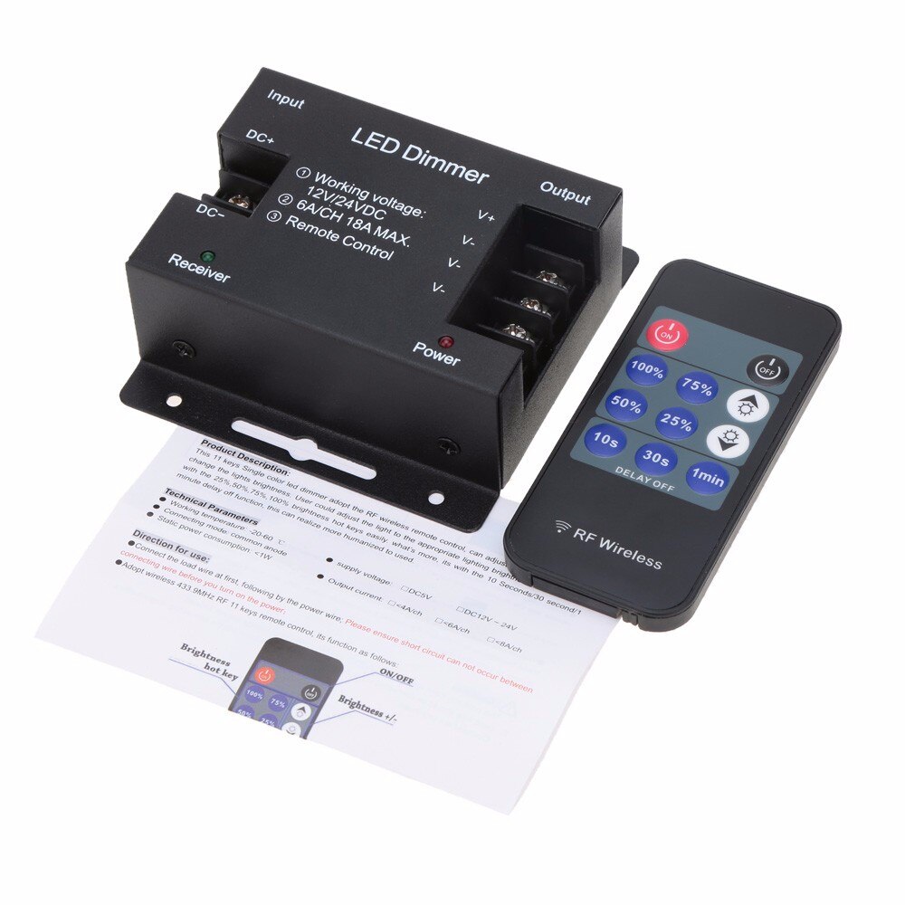 DIY Home Light RF DC12V-24V Amplifier Wireless LED Dimmer for Single Color LED Strip LED Enlarge Connection LED controller