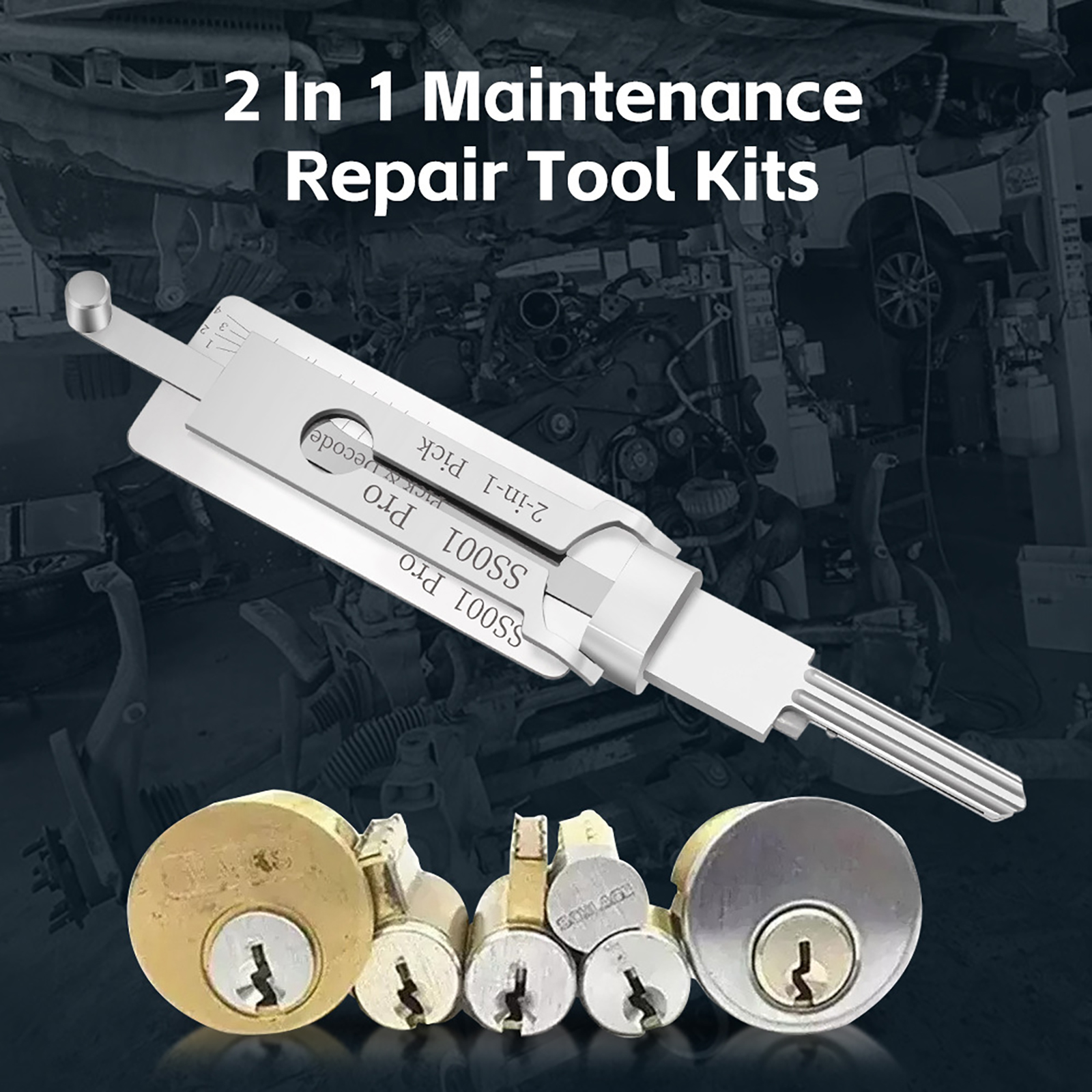 Ss001- nøkkeldekoder rustfritt stål låsnøkkel presisjonskrokplukksett vedlikehold reparasjonsverktøy opplåsing ingeniør multifunksjon