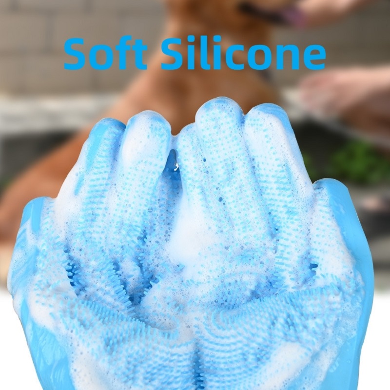 Guantes de limpieza para el cuidado de mascotas, guante de baño para perros y gatos, champú indirecto, depurador de Gel, guante de silicona suave y limpio, protección de la piel de las manos
