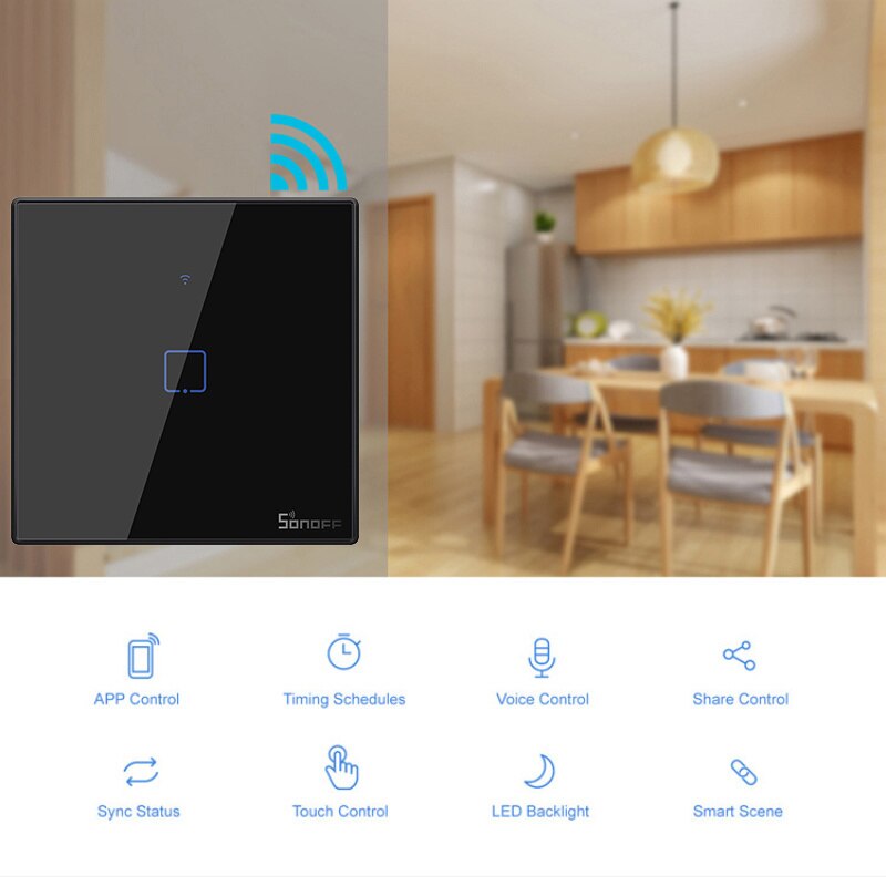 Sonoff  t3 tx wifi smart switche med 1/2/3 bander wifi switch foralexa google home home automation eu / uk / us