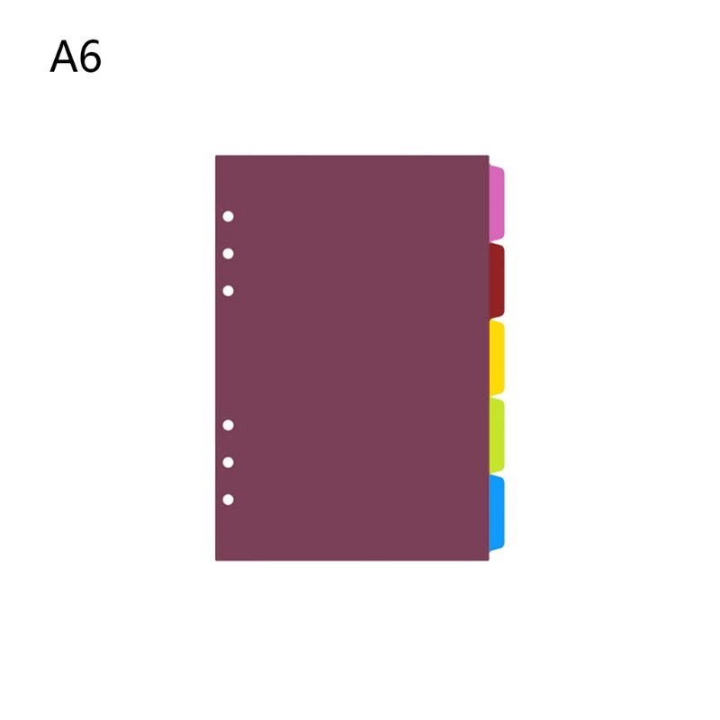 1Set A5 A6 Loose Leaf Spiral Binder Index Separator PP Colorful 6 Hole Page Dividers for Diary Book Students Stationery