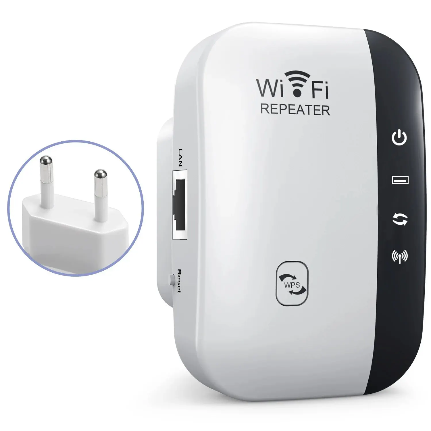 Wifi repeater trådløs signalforstærker udvidet netværksforstærker eu us hjemmerouter 300m gennem væggen soveværelse modtager bevægelse: Sort
