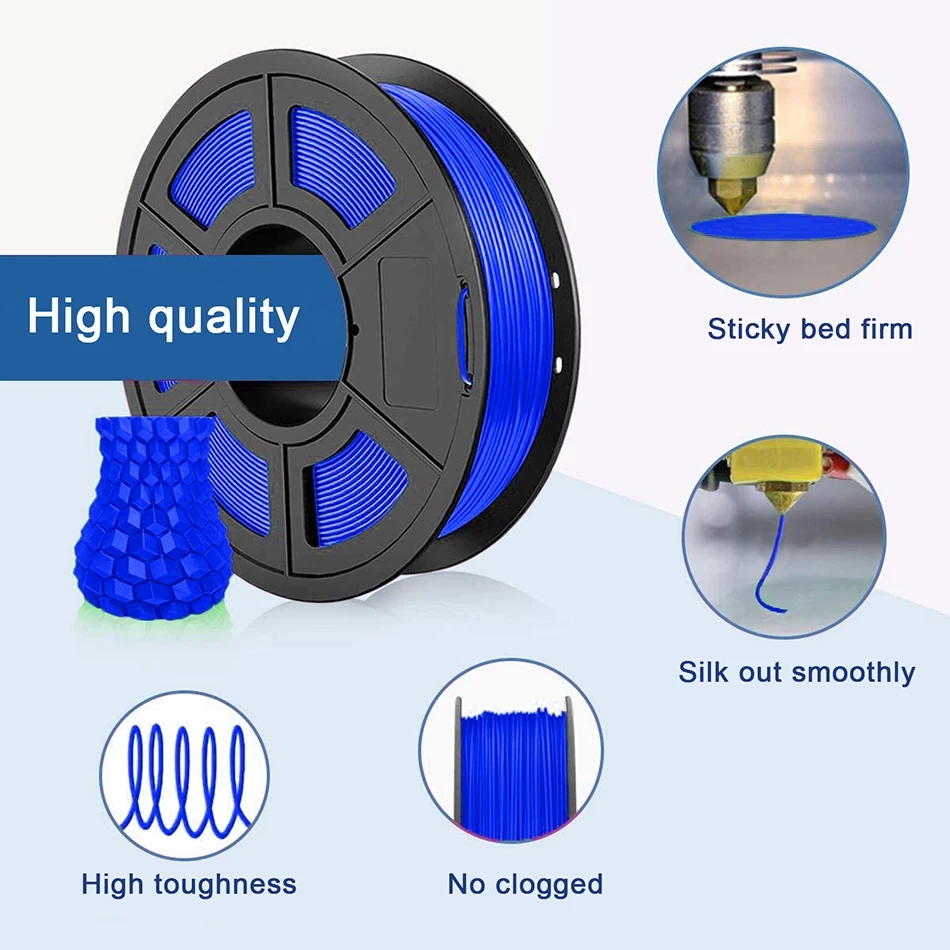 Filamento flessibile TPU 1,75 mm 200 g Filamento traslucido TPU Materiale di stampa 3D Filamento che si illumina al buio Filamento arcobaleno Blu