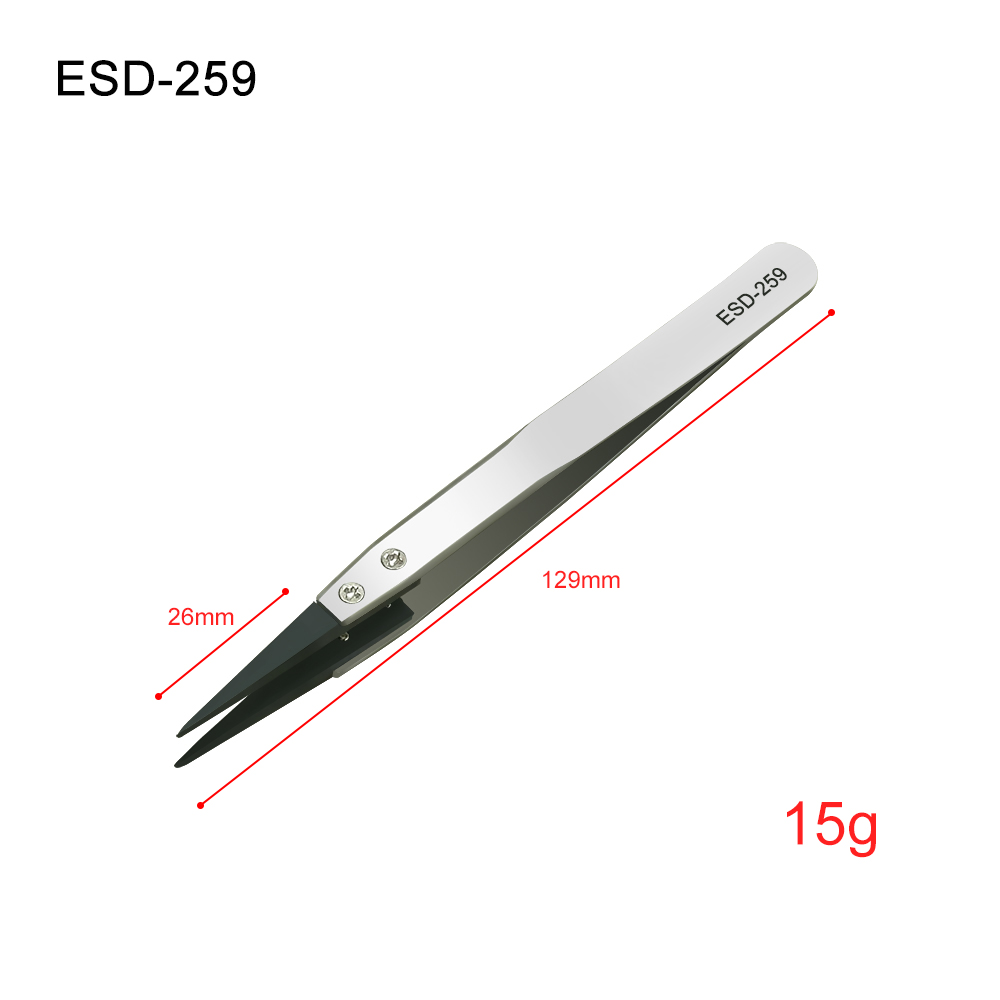 Industrielle Pinzette Elektronik Antistatische gebogene gerade Spitze Präzision Edelstahl DIY Handwerkzeuge setzt Pinzette Telefonreparatur: ESD-18 1,5 MM