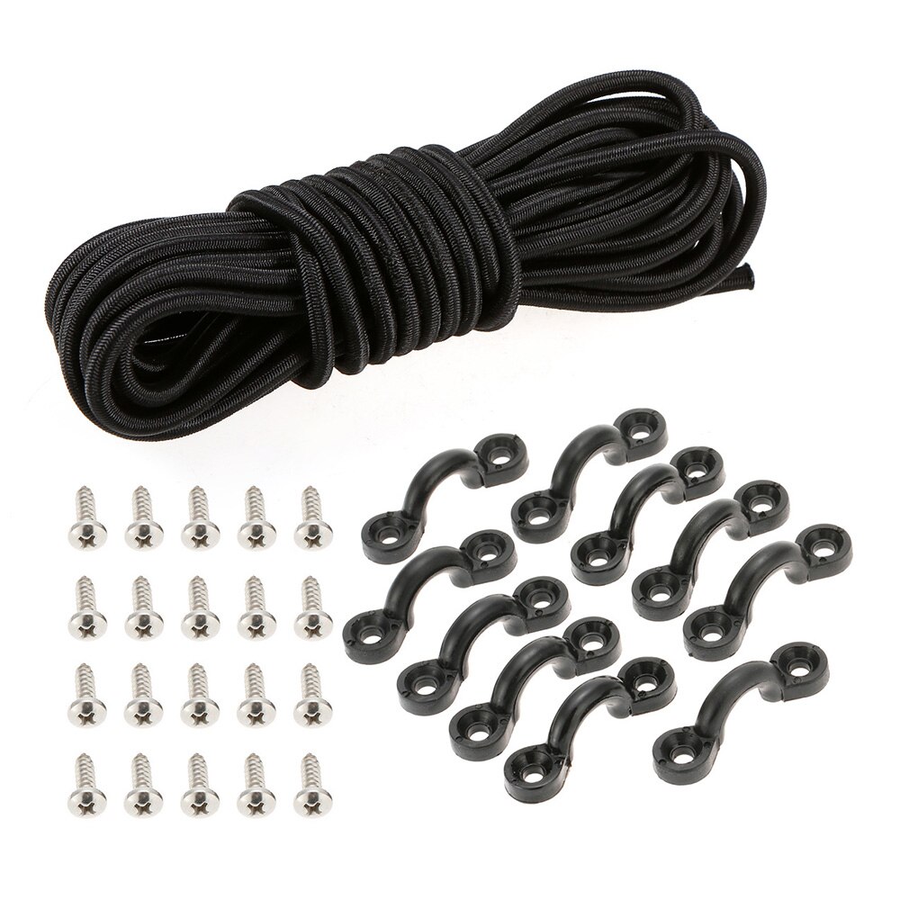 Nylon bungee däck öglor knyta ner dyna ögon skruvar kit med 5 meter 5mm elastiskt bungee lina rep för båt kajak däck rigg kit