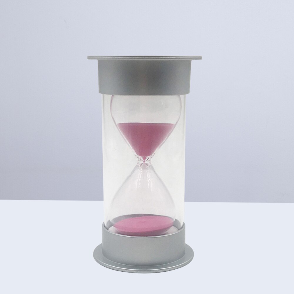 Simple Cylinder Sand Hourglass 30 Minutes Security Sand Timer Sandglass Hourglass (Silver and Blue)
