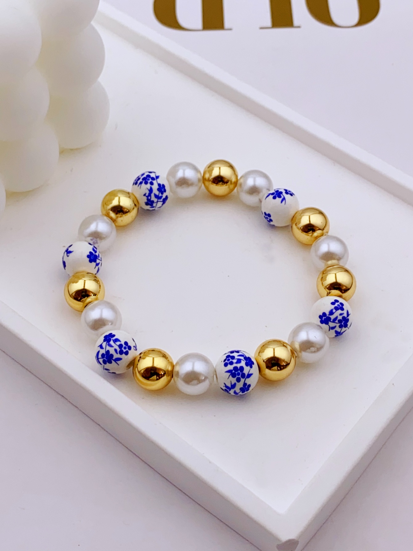 pulsera de cerámica con cuentas acrílicas y perlas hecha a mano para mujer, pulsera de uso diario para mujer: RED