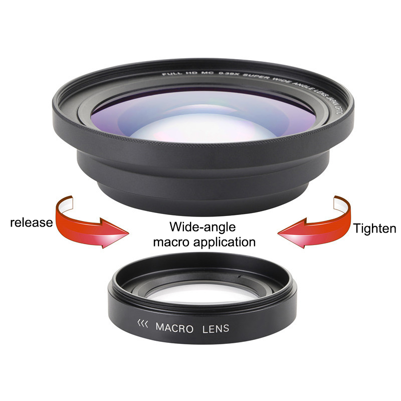 37mm makro-, +72mm weitwinkelobjektive , 0.39x voll-hd-objektive für 4k Camcorder-blife