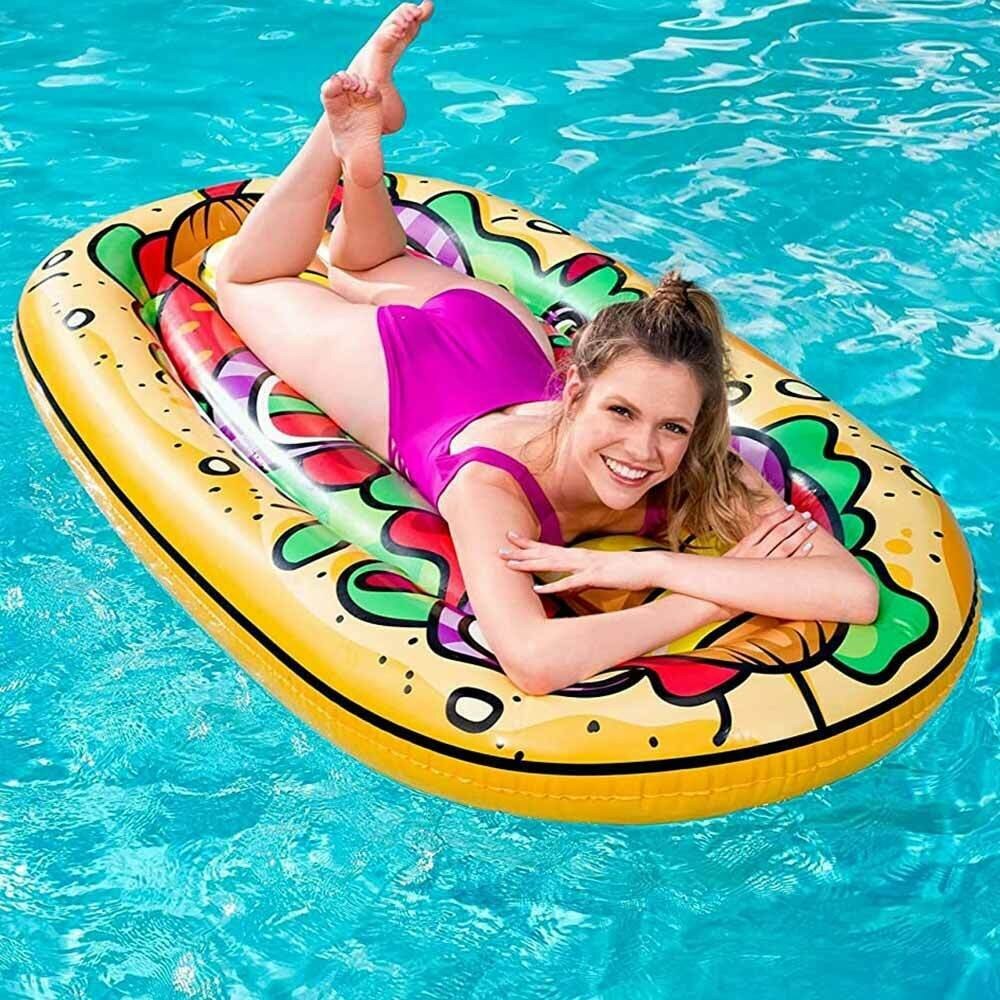 MATERASSINO ISOLA GONFIABILE STAMPA caldo cane PVC cavalla PISCINA 190 X 109 CM