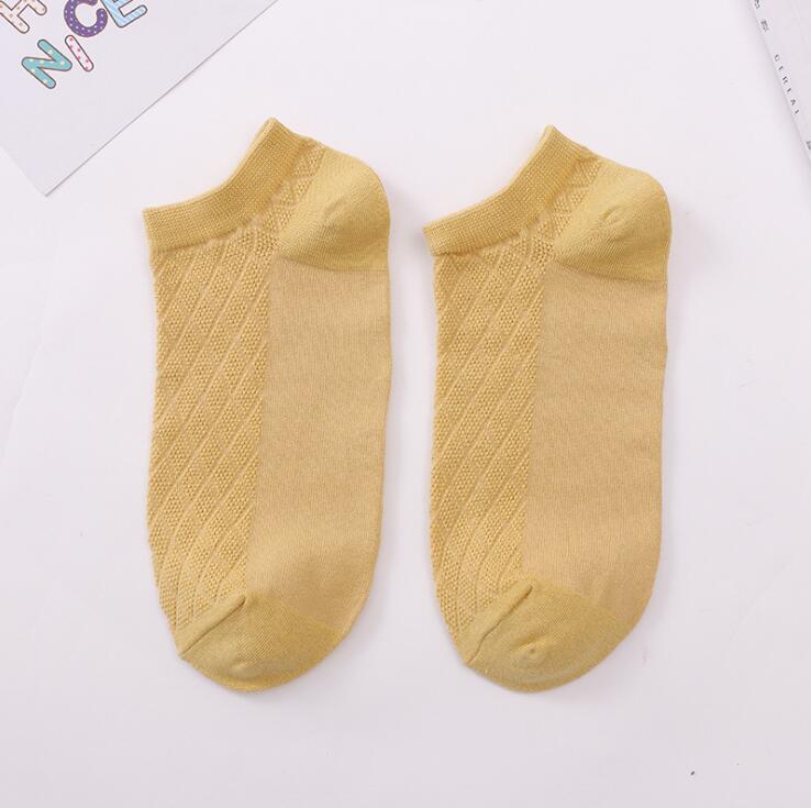 Calcetines de algodón a rayas para mujer, medias pequeñas y frescas de , 5 pares: YELLOW